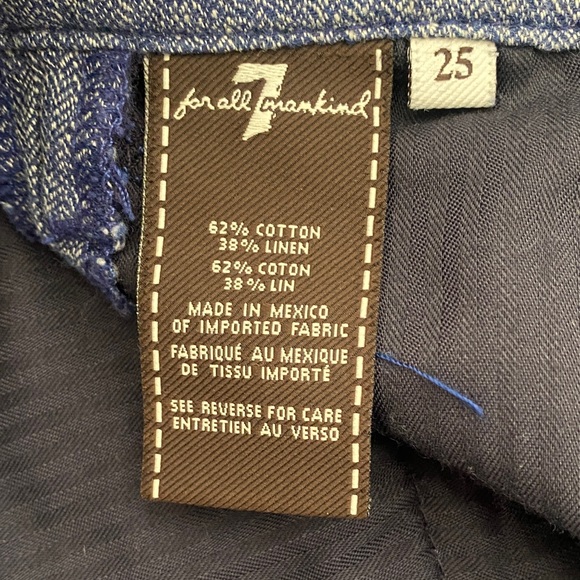 7 For All Mankind Blue High Waist Women's Shorts - Picture 2 of 9